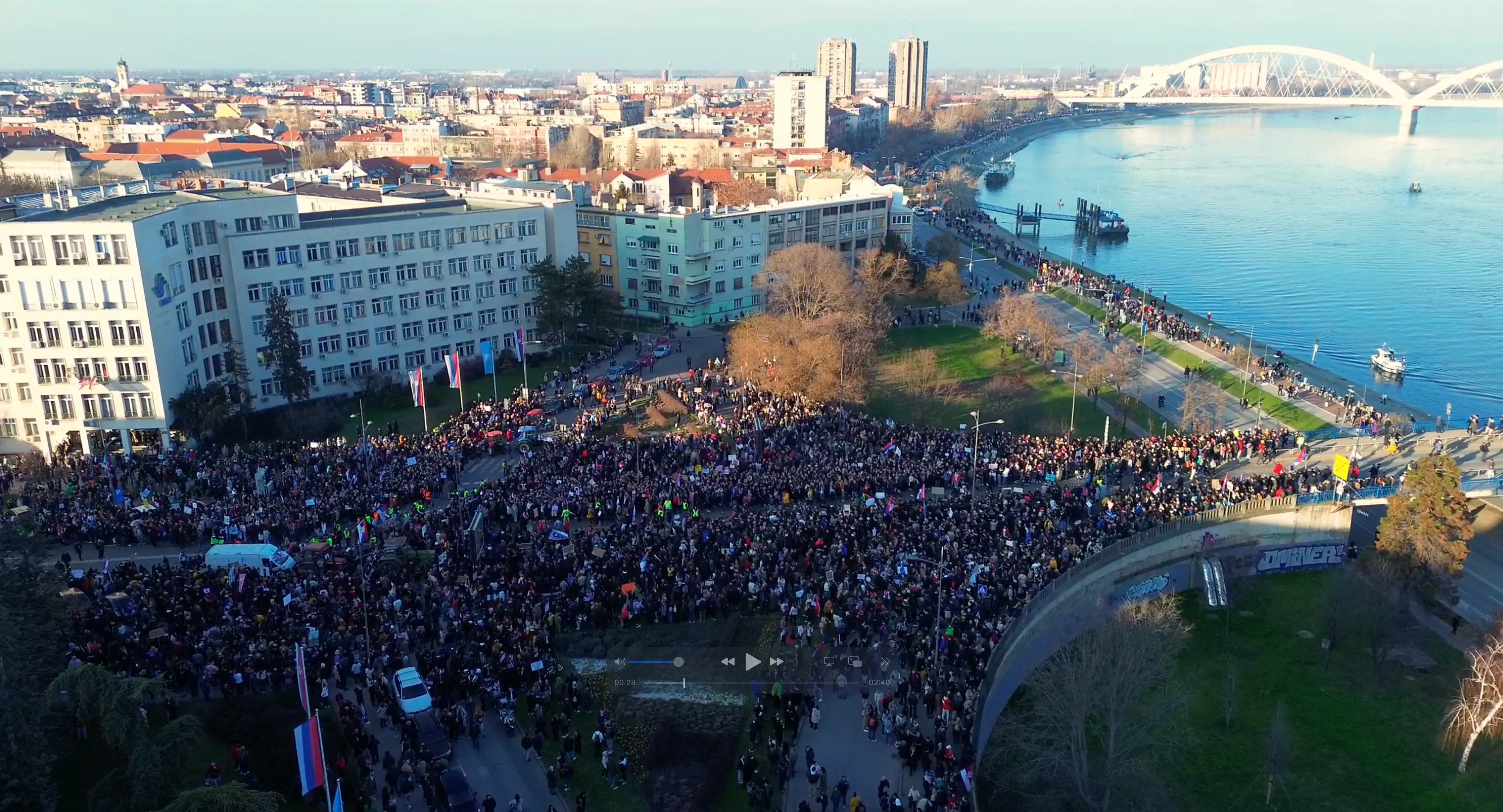 Waiting for students marching 80km from Belgrade to arrive, Novi Sad, Serbia, January 31, 2025